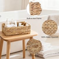 Panier de rangement rectangulaire en jacinthe d'eau tressée, 1 pièce, avec poignées, pour étagère, placard, salle de bain, garde-manger - Vente en gros