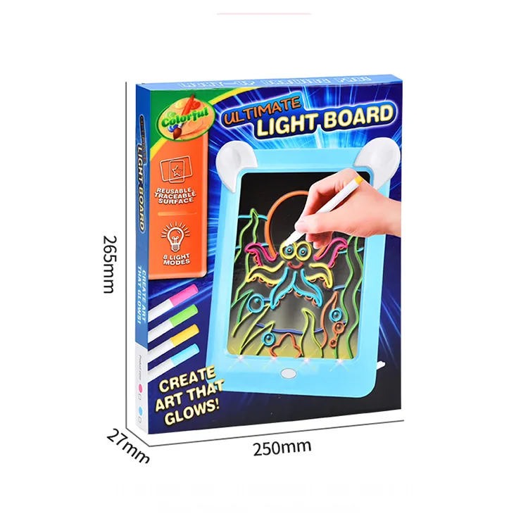 Hot Selling Early Brinquedos Educativos 9 polegadas Upgraded Light Drawing Board Crianças Pintura Brinquedos led light board toy