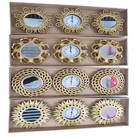 Cermin dan Jam 3pcs dalam 1 Set Dekorasi Rumah Modis Set Jam Dinding