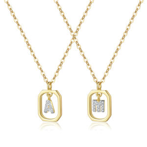 Dropshipping lujo 925 plata esterlina mujer alfabeto letra colgante collar chapado en oro joyería para regalos y fiestas - Product Image 5