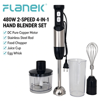 Mixeur Plongeant FLANEK NF-9003 480W, 2 Vitesses, Hachoir, Fouet, pour Smoothies et Broyage de Glace, Idéal Cuisine