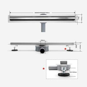 Couvercle de vidange linéaire en acier inoxydable 304, grille de douche rectangulaire évier Invisible Long Drain de sol en acier inoxydable Drain de douche - Product Image 4