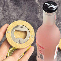 Ouvre-bouteille rond en bois massif pour bière et vin, aimant de réfrigérateur en acier inoxydable, écologique, élévateur de bouteille magnétique