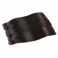 Extensions de cheveux humains tissées à la machine, lisses, double épaisseur, pour perruques, pointes pleines, vente en gros d'usine