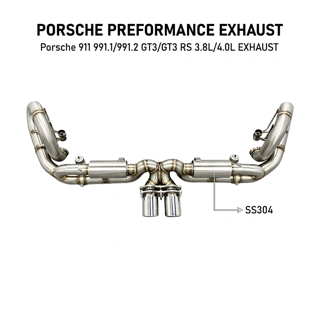 VantaFlow Exhaust Pipes for Porsche 911 991.1/991.2 GT3/GT3 RS 3.8L/4.0L 2015-2019 SS304 Catback with Vacuum Valve Control