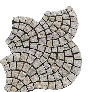 Adoquines de granito para pavimento, adoquines de malla con forma de ventilador para pavimento, venta directa de fábrica, venta al por mayor