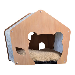 Fabrika toptan lüks kapalı çıkarılabilir ahşap Pet minder kulübesi kafesleri sürdürülebilir kedi köpek evi ve yatak ev - Product Image 6