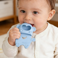 Juguete Mordedor de Silicona de Grado Alimenticio para Bebés, Mordedor Suave para Recién Nacidos, Forma de Monstruo Pequeño y Redonda, 0-24 Meses