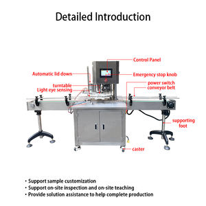 Machine <span class=keywords><strong>de</strong></span> scellage rotative entièrement automatique à commande PLC <span class=keywords><strong>de</strong></span> haute précision pour boîtes métalliques/plastiques, miel, confiture, sauce aux châtaignes, 200 ml - Product Image 3
