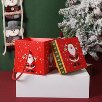 Caja de Regalo Navideña con Diseño de Papá Noel en Rojo y Verde, Papel de Seda, Cartón y Cinta para Regalos Navideños