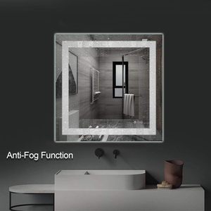 Miroir <span class=keywords><strong>de</strong></span> salle <span class=keywords><strong>de</strong></span> bain LED personnalisé avec rétroéclairage avant et arrière, miroir mural à intensité variable en continu, double miroir <span class=keywords><strong>de</strong></span> vanité LED avec fonction anti-buée et mémoire, 3 couleurs - Product Image 6