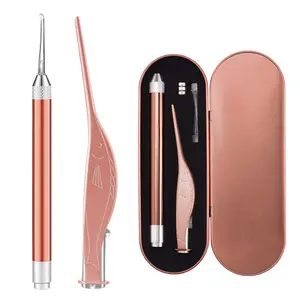 Factory Direct Sale Baby Ear Wax Cleaner Earwax Removal Kit Soft Ear Pick Tweezer Set With LED Light