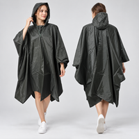 Poncho de Pluie Olive Foncé pour Adultes – Cape Minimaliste à Capuche avec Fermeture Éclair Courte et Ourlet Pointu – Équipement Anti-Pluie pour Voyage, Randonnée, Camping