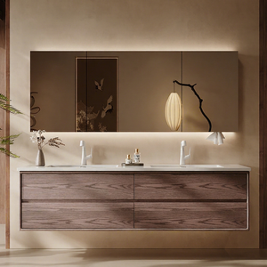 Modern MDF Bathroom Vanity Unit with <b>Smart</b> <b>Mirror</b> Lacquer Finish Wall-Mounted Base Durable Eco-Friendly Design - Product Image 1