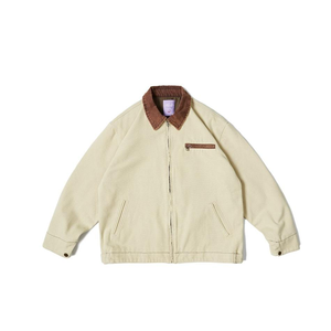 Grosir Jaket pria kualitas tinggi jaket kerja kanvas berat Logo kustom kerah kontras jaket Bomber pakaian tahan angin musim dingin - Product Image 2