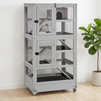 Großer Moderner Holzkäfig für Frettchen, Hamster und Nagetiere mit Treppe und Umweltfreundlichem Design, Kartonverpackt für Innen- und Außenbereich