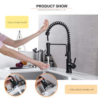 Offres Spéciales Capteur Tactile intelligent Unique Poignée D'arc Tirez noir professionnel personnalisé Évier de cuisine Robinet D'eau