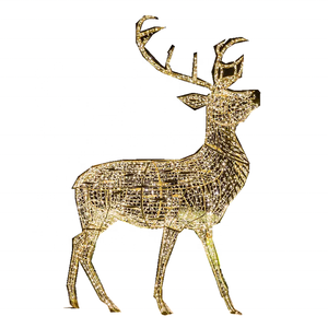 Grande sculpture de renne doré à LED pour centre commercial, décoration lumineuse de Noël pour extérieur, spectacle de lumière étanche pour les fêtes - Product Image 5
