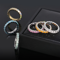 RINNTIN ZF148 Hot Sale Gekleurde Moissanite Ring 925 Sterling Zilver 3mm D VVS Moissanite Diamant Eternity Ring