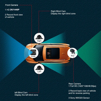 Caméra de tableau de bord de voiture intelligente à 4 objectifs ADAS 2K 1080P boîte noire de voiture en streaming pour l'enregistrement vidéo Enregistreur vidéo de voiture à écran tactile de 12 pouces