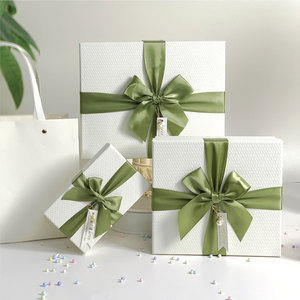 Holiday Gift Packaging Set with Bow and Ribbon Recycled Materials Rigid <b>Boxes</b> and Gift Bags - Product Image 4