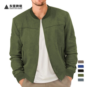 Chaqueta de Gamuza para Hombre Dongfei, Ligera, Casual, Transpirable, con Dobladillo Redondo, Estilo Europeo Americano, Chaqueta de Moda - Product Image 1
