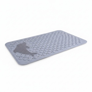 Alfombrilla de Ducha Antideslizante Cuadrada con Diseño de Ballena, Alfombrilla de Baño de PVC Suave con Ventosas y Nodos de Masaje para Ducha y Bañera - Product Image 1