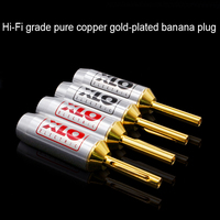 QINCROWN, Cable chapado en oro blanco de 24K con altavoz de bloqueo, conector Banana, conector macho de amplificador de potencia de Audio