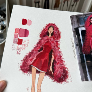 Пушистое вечернее модное платье из полиэстера с перьями, темно-красное, от производителя OEM-одежды, класса люкс - Product Image 3