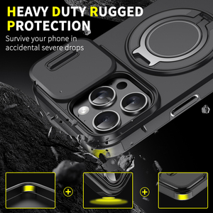Resistente a Impactos 360° °   Funda Magnética Giratoria con Diseño de Armadura y Cámara Deslizante para iPhone 18 17 16 15 Pro Max - Product Image 2