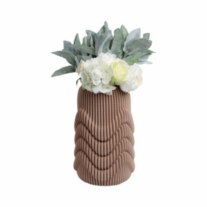 Vaso in porcellana scanalato arrotondato, moderno vaso in gres per fiori, per decorare la casa, la camera da letto, il tavolo, l'ufficio. - Product Image 2