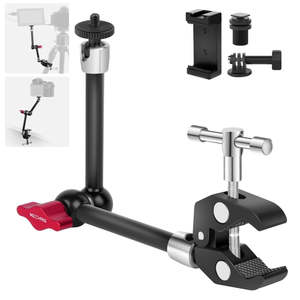 Mechrig Super Clamp en aluminium avec vis 1/4'' et bras articulé réglable de <span class=keywords><strong>11</strong></span>'' pour flash/lumière LED/microphone/caméra d'action - Product Image 1