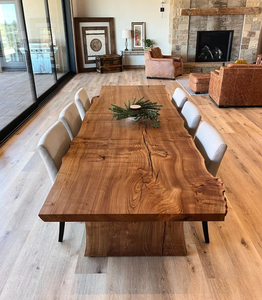 2025 Muchas críticas positivas Muebles de madera Borde vivo Cocina Restaurante Oficina Losa de madera de nogal Mesa de comedor - Product Image 3