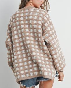Usine de tricotage OEM en Chine, vente en gros personnalisée de pulls à col rond surdimensionnés et à carreaux en fourrure pour femmes - Product Image 5