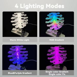 โคมไฟตั้งโต๊ะและโคมไฟกลางคืนแบบ LED รูปทรงต้นไม้เกลียว DIY สุดสร้างสรรค์ วัสดุ ABS ควบคุมการสัมผัส ปรับความสว่างได้แบบไร้ขั้นบันได เปลี่ยนสีได้ ใช้พอร์ต Type-C สำหรับห้องนอน - Product Image 4