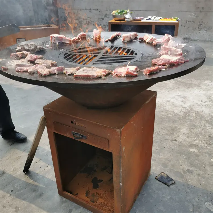 Garden bbq fire pit table outdoor corten steel fire pit bbq corten steel bbq grill