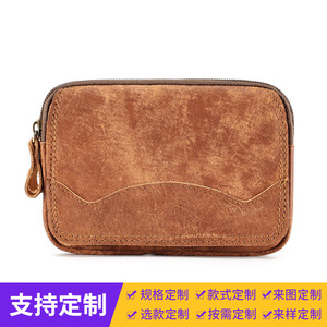 Riñonera para hombre de cuero genuino, diseño horizontal con solapa de gran capacidad para viajes de negocios y de ocio - Product Image 3