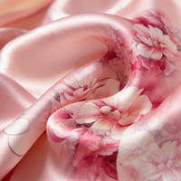 Nouvel arrivage : Écharpe longue personnalisable en soie de mûrier 100 % satinée pour femme, imprimé pivoine rose, faible MOQ, boîte cadeau en option