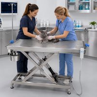 Table d'opération vétérinaire XY ACS02, table en acier inoxydable à hauteur réglable électriquement avec bac à déchets et plateau à outils