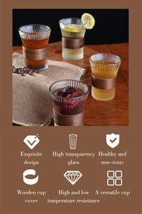 แก้วลายดอกทานตะวันสุดสร้างสรรค์พร้อมกระเป๋าหนังแก้วเหล้าแก้วคริสตัลรูปใบไม้สีทองภูเขา - Product Image 6