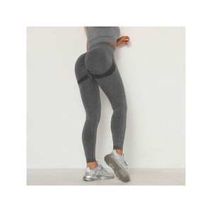 Leggings de Yoga de Cintura Alta y Efecto Push-Up Regina en Gris Oscuro con Diseño de Glúteos Fruncidos y Detalles de Malla, Hechos de 75% Poliamida - Product Image 4