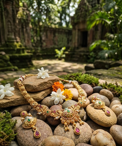 ชุดสร้อยคอและต่างหูทองโบราณสุดหรู DIVYORO งานฝีมือประณีตแบบดั้งเดิม เครื่องประดับชาติพันธุ์โบราณ - Product Image 2