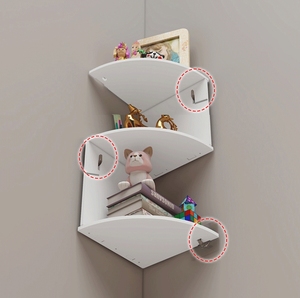 Estantería de esquina moderna para sala de estar, estante de almacenamiento de múltiples capas, esquina de partición semicircular montada en la pared Triangular - Product Image 5