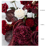 Nouvelle Arrivée Boule de Fleurs d'Hortensia en Soie Décoration de Couloir de Mariage Centre de Table Rose Artificielle Rouge Bourgogne Décoration de Table