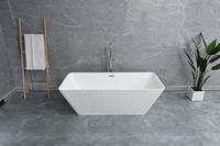 Baignoire autoportante moderne de luxe en acrylique blanc Surface solide Ovale Intérieur/Extérieur Adultes Trempage Rectangle Egouttoir Appartement