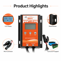 Contrôleur de charge solaire MPPT Boost 15A 24V-60V DC avec écran LCD, étanche et anti-poussière pour batteries au plomb/lithium, idéal pour le golf