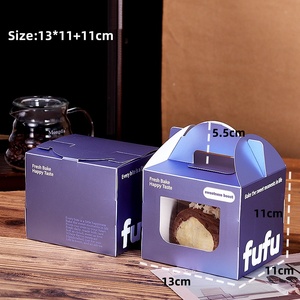 Caja para Rebanadas de Pastel Resistente a la Grasa, con Asa y Ventana, Impresión Personalizada, Empaque de Cartón para Repostería, para Postres como el Rollo <span class=keywords><strong>Suizo</strong></span> - Product Image 3