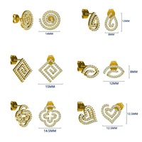 Boucles d'oreilles clous géométriques tendance pour femmes en acier inoxydable 316 plaqué or PVD 18 carats avec zircon, idéales pour les anniversaires