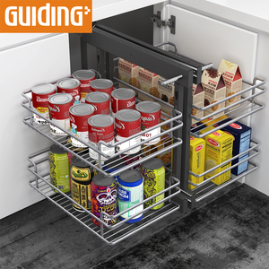 Cajones Esquineros Deslizantes de <span class=keywords><strong>Metal</strong></span> de Diseño Moderno, Cierre Suave, Esquina Mágica para Gabinetes de Cocina, Fácil Instalación, Hoteles - Product Image 3