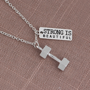 Collar con mancuernas fuerte es hermoso encanto gimnasio colgante levantamiento de pesas Crossfit joyería - Product Image 4